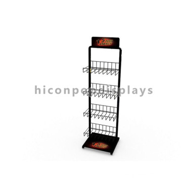 Retail Store Floorstand Metallic 4-Layer Energy Supplement Chocolate Candy Bar Display Shelves